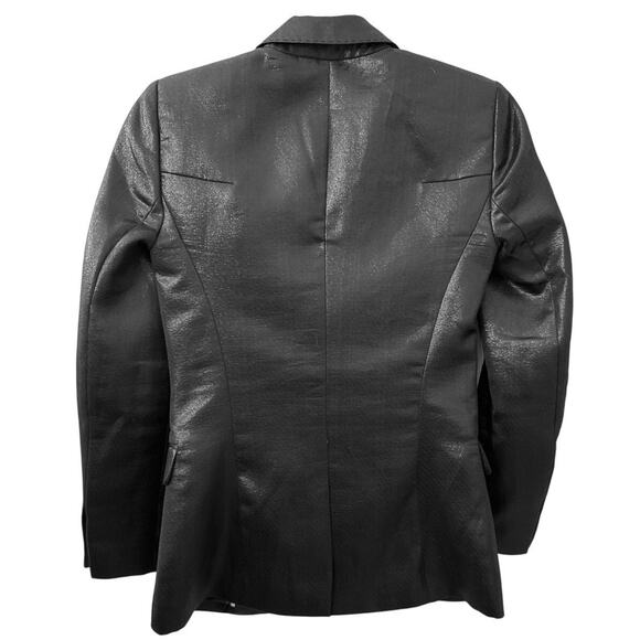Armani Exchange Single Breasted Preppy Holiday Black Shiny Blazer Size Women's 0 - Picture 2 of 5